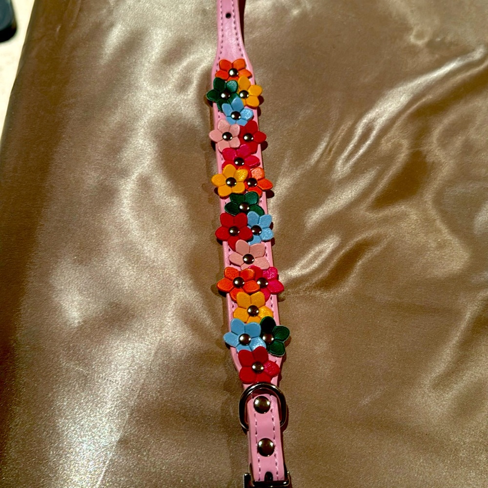 Pink flower dog collar medium to large girl